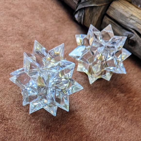 Vintage Starlite Acrylic Iridescent Star Candle Holders in Original Box - Picture 13 of 16